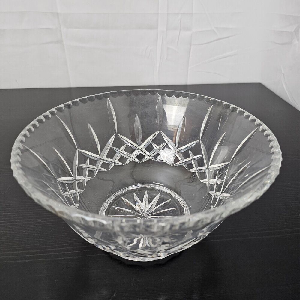 Genuine Hand‎ Cut 24% Lead Crystal Footed Bowl Compote 9" Poland Fruit Serving